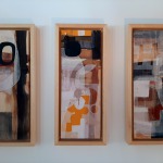 3 wood panels, acrylic paint, ink and screen print. 17x35cm each panel.